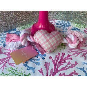 Stoney Clover Dog Toy Rope Pink Hearts Gingham Pet Toys Puppy New